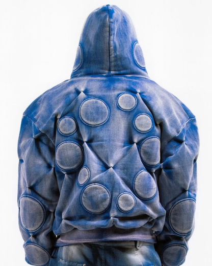 Cobalt Padded Circle Zip Hoodie